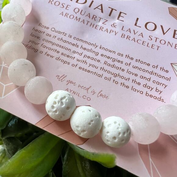 NEW AYNIL Radiate Love Rose Quartz Stone Aromatherapy Diffuser Bracelet - Picture 4 of 10